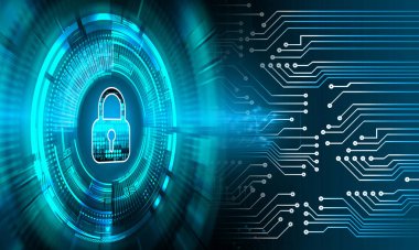 Dolabı olan arkaplan çizimi, dijital güvenlik kavramı