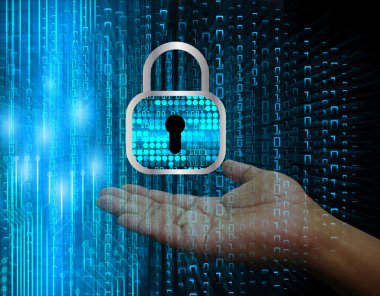 Dolap ve dijital güvenlik kavramına sahip fütüristik arka plan