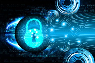 Dolap ve dijital güvenlik kavramına sahip fütüristik arka plan