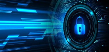 Dolap ve dijital güvenlik kavramına sahip fütüristik arka plan