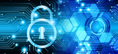 Dolap ve dijital güvenlik kavramına sahip fütüristik arka plan