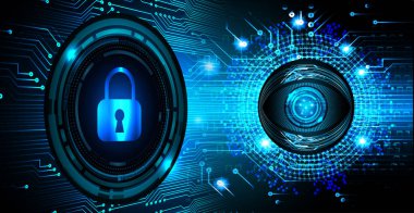 Sayısal arkaplan ve siber güvenlik konusunda kapatılmış asma kilit