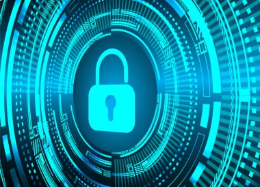 Sayısal arkaplan ve siber güvenlik konusunda kapatılmış asma kilit