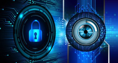 Sayısal arkaplan ve siber güvenlik konusunda kapatılmış asma kilit