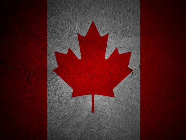 Canada Flagga Målad Grunge Trä Konsistens — Stockfoto