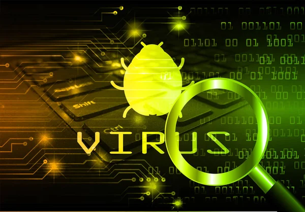 digital illustration of a virus and a magnifying glass