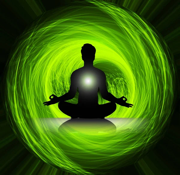 Nilüfer pozisyonunda meditasyon yapan erkek silueti