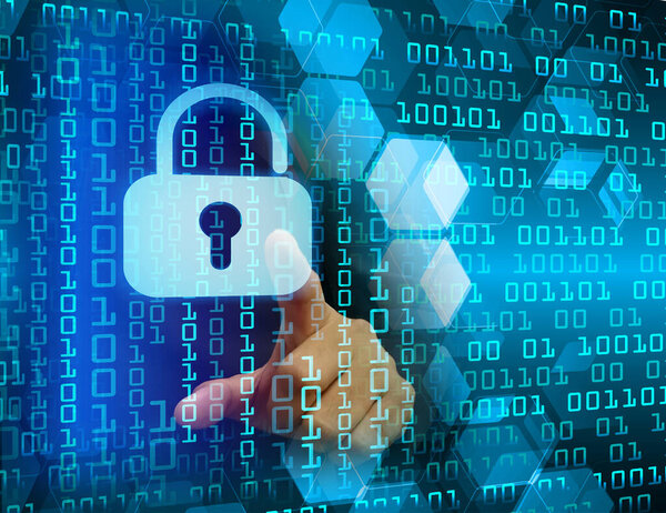 футуристический фон с шкафчиком, концепция цифровой безопасности