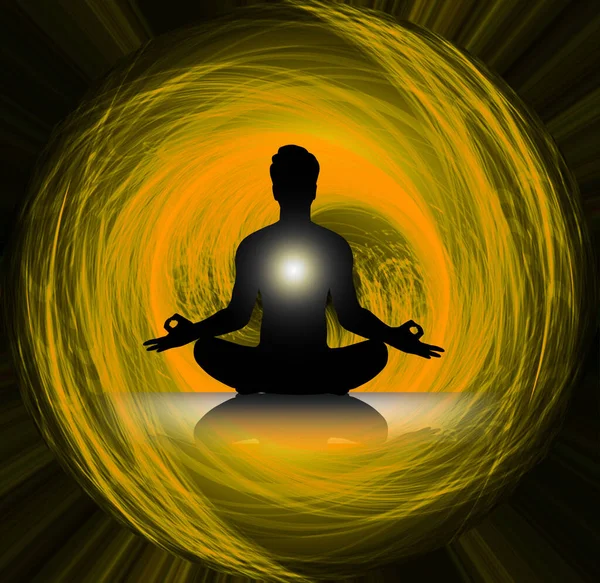 Meditating Male Silhouette Lotus Position — Stock Photo, Image