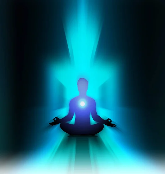 Meditating Male Silhouette Lotus Position — Stock Photo, Image