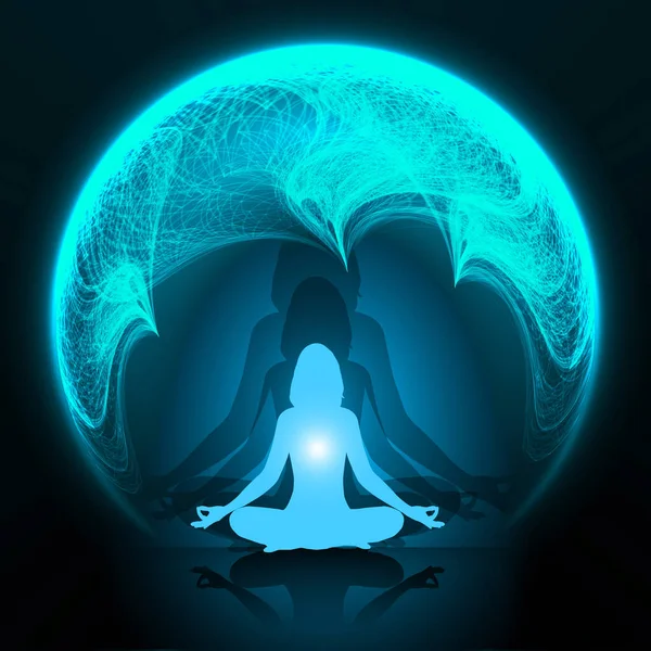 Meditating Female Silhouette Lotus Position — Stock Photo, Image