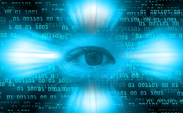 Blue Eye Cyber Circuit Future Technology Concept Background — Stock Photo, Image