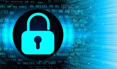 Sayısal arkaplan ve siber güvenlik konusunda kapatılmış asma kilit