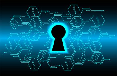 Sayısal arkaplan ve siber güvenlik konusunda kapatılmış asma kilit