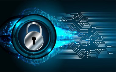 Sayısal arkaplan ve siber güvenlik konusunda kapatılmış asma kilit