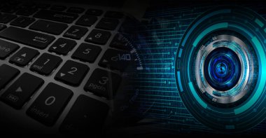 numara ikili devre klavye gelecek teknolojisi, mavi hud siber güvenlik konsepti arka plan