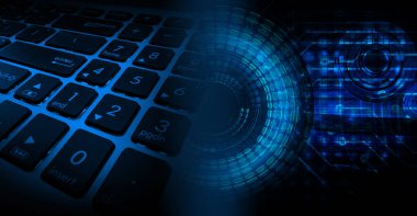 numara ikili devre klavye gelecek teknolojisi, mavi hud siber güvenlik konsepti arka plan