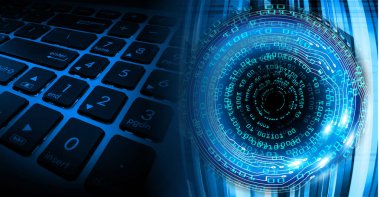 numara ikili devre klavye gelecek teknolojisi, mavi hud siber güvenlik konsepti arka plan