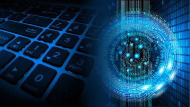 numara ikili devre klavye gelecek teknolojisi, mavi hud siber güvenlik konsepti arka plan