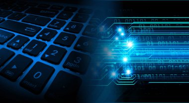 numara ikili devre klavye gelecek teknolojisi, mavi hud siber güvenlik konsepti arka plan