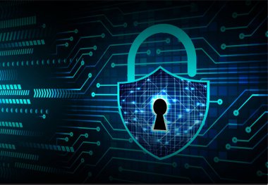 Dolabı olan arkaplan çizimi, dijital güvenlik kavramı