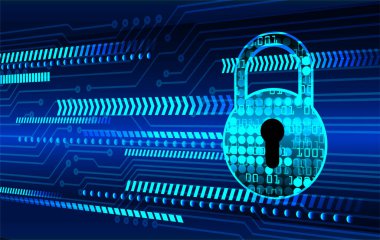 Dolabı olan arkaplan çizimi, dijital güvenlik kavramı