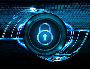 Dolabı olan arka plan vektör illüstrasyonu, dijital güvenlik kavramı