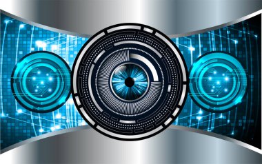 Mavi göz siber devre gelecekteki teknoloji konsepti