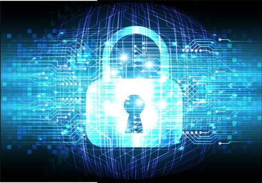 Dolabı olan arka plan vektör illüstrasyonu, dijital güvenlik kavramı