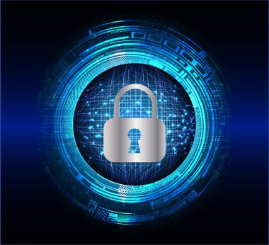 Dolabı olan arka plan vektör illüstrasyonu, dijital güvenlik kavramı