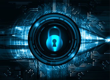 Dolabı olan arka plan vektör illüstrasyonu, dijital güvenlik kavramı