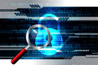 Dolabı olan arkaplan çizimi, dijital güvenlik kavramı