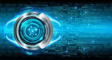 Mavi göz siber devre gelecekteki teknoloji konsepti