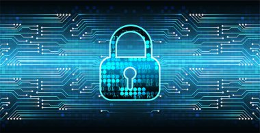 Dolabı olan arkaplan çizimi, dijital güvenlik kavramı