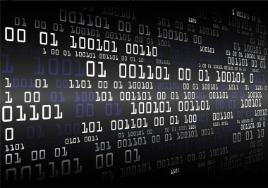 Siyah arkaplanda ikili kod kelime bulutu