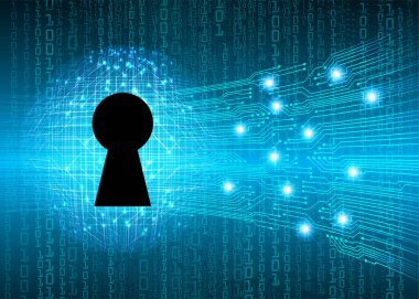 anahtar deliği ile arkaplan vektör illüstrasyonu, dijital güvenlik kavramı