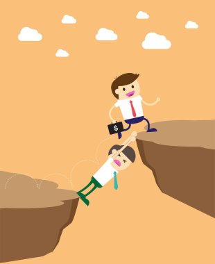 İş adamı uçuruma tırmanıyor.