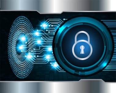 Dolabı olan arka plan vektör illüstrasyonu, dijital güvenlik kavramı