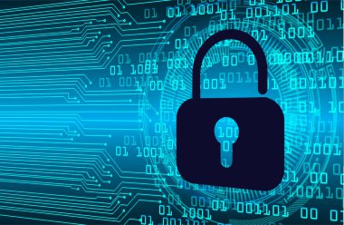 Dolabı olan arkaplan çizimi, dijital güvenlik kavramı