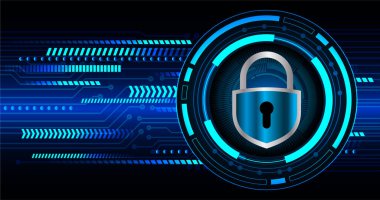 Dolabı olan arka plan vektör illüstrasyonu, dijital güvenlik kavramı