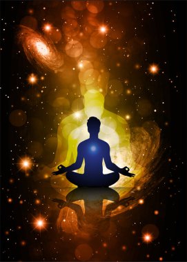Yoga meditasyon konsepti. vektör illüstrasyonu