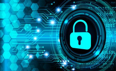 Dolabı olan arka plan vektör illüstrasyonu, dijital güvenlik kavramı