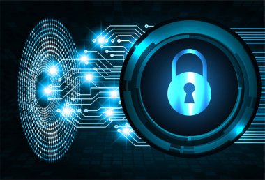 Dolabı olan arka plan vektör illüstrasyonu, dijital güvenlik kavramı