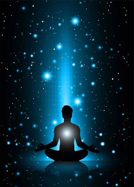 Nilüfer pozisyonunda meditasyon yapan erkek silueti