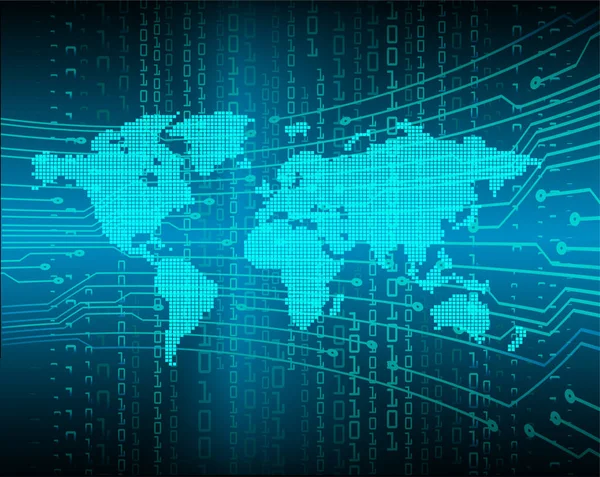 Abstrakt Bakgrund Med Binär Kod Och Karta — Stock vektor