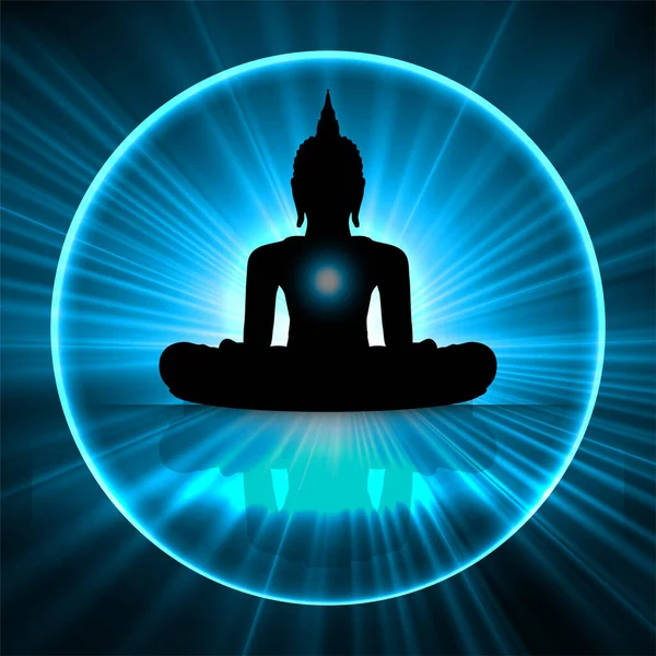 Buddha Silueti Lotus Pozisyonunda Meditasyon Yapıyor — Stok Vektör