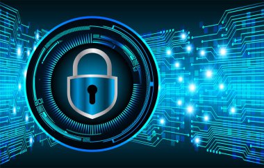 Dolabı olan arka plan vektör illüstrasyonu, dijital güvenlik kavramı