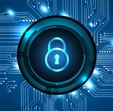 Dolabı olan arka plan vektör illüstrasyonu, dijital güvenlik kavramı