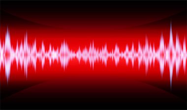 kırmızı ses dalgaları ve müzik notaları