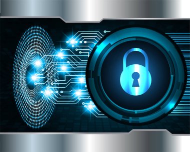 Dolabı olan arka plan vektör illüstrasyonu, dijital güvenlik kavramı